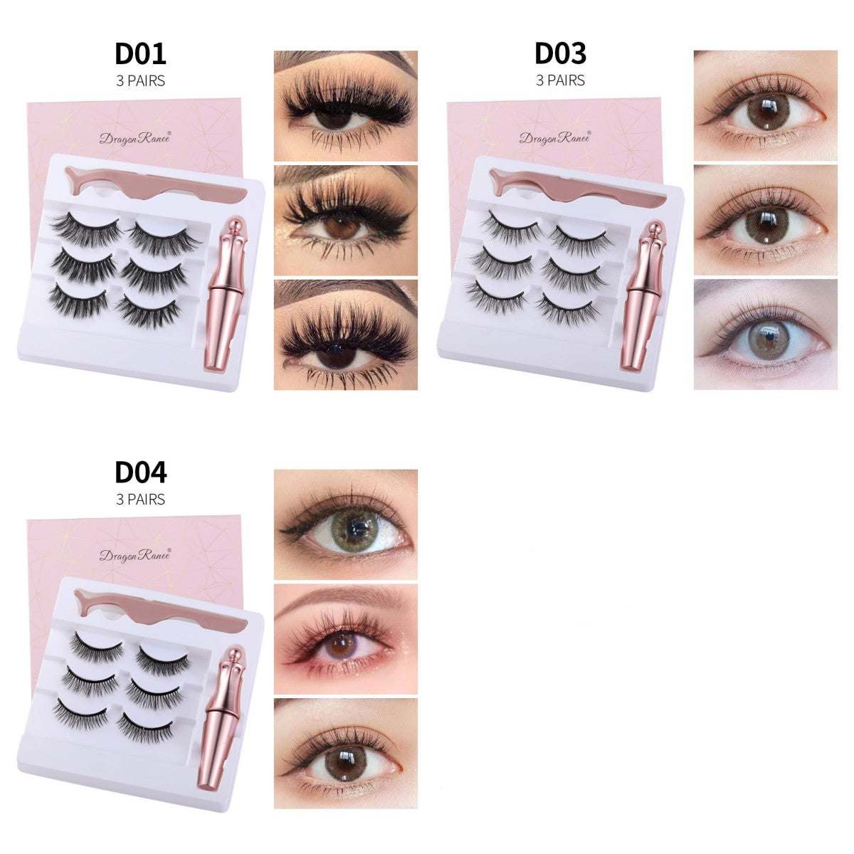 Magnetic Liquid Eyeliner & Magnetic False Eyelashes & Tweezer Set Make up Set